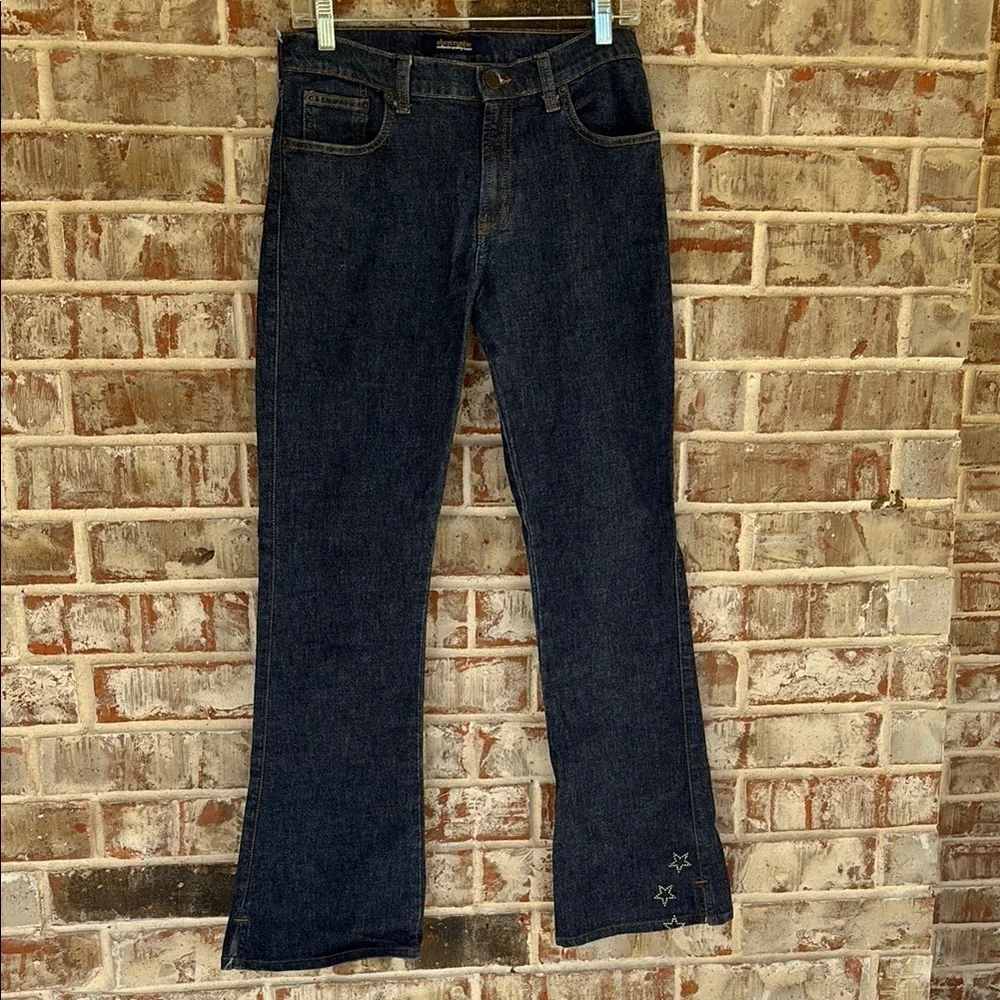 Abercrombie & Fitch Dark Blue Flare Jeans with Stars at hem